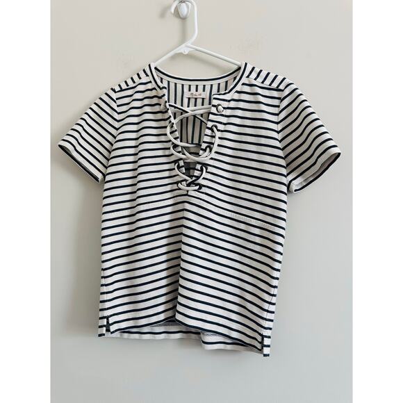 Madewell Lace Up Striped Top Size XS - Picture 2 of 4